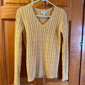 St. John's Bay Mustard V-Neck Cable Knit Sweater